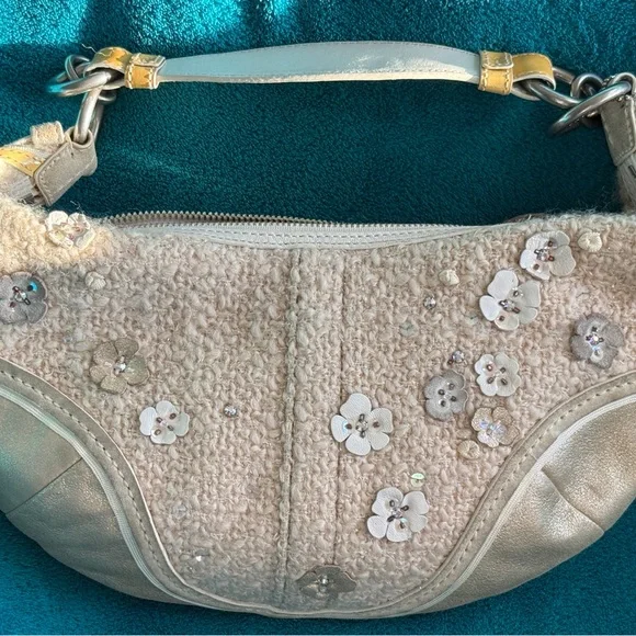 Coach Chelsea Tea Rose RARE Leather Tweed SoHo Bag - Picture 4 of 16